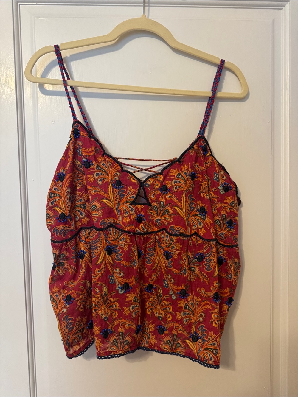 Anthropologie Paisley Floral Scalloo Top - Size L